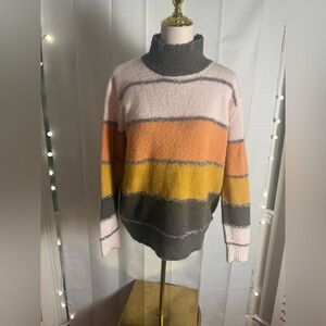 Listicle Pink and Orange Cozy Cowl Turtleneck Sweater